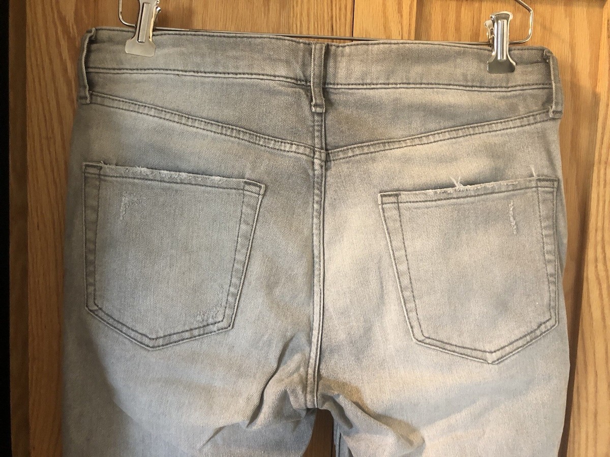【DEARMINE】Dear Knee Damage Denim Topman Stretch Skinny Distressed Rip Knee Denim Jeans Gray