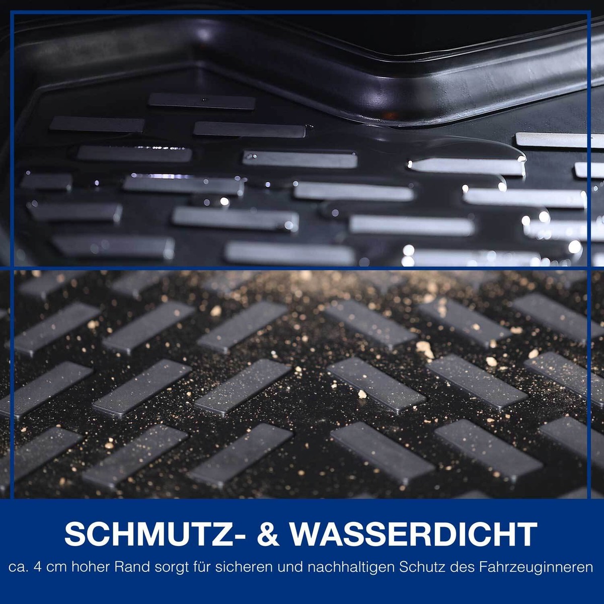 Kit Tapis De Sol Caoutchouc VW Caddy III 2004-2015 - Design 3D Bord 5cm - 4 Pièces ELMASLINE