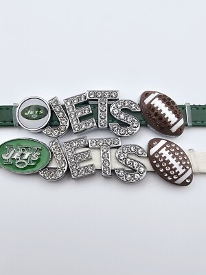 New York JETS 8mm Leather Charm Bracelet