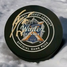 JESPER FAST SIGNED 2018 WINTER CLASSIC NHL GAME PUCK 🇨🇦 sticker COA only! NY