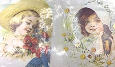 Vtg 1973 2 Prints Hazel Pearson Handicrafts Girl & Blackbird Bluebird Set Lot