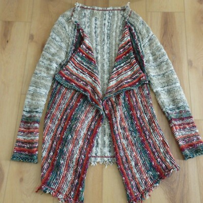 NEW Gimmicks By BKE Beige Multi-color Sweater Jacket Shrug Sz Small Long Sleeve