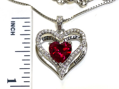 Together forever Always Rubin Herz Halskette mit Diamanten zertifiziert 18k Gold Ver