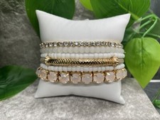 6 PC Handmade Boho Beaded Stackable 6.5" Plus Stretch Bracelet Set New B1303