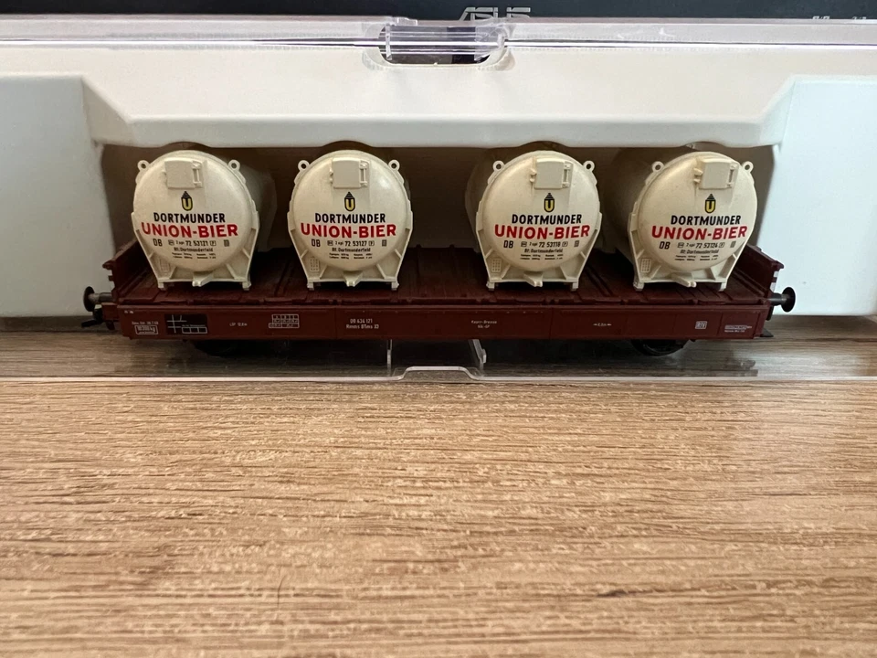 Fleischmann 5230 K Behältertragewagen Dortmunder Union Bier der DB Top Zustand
