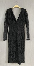 GIRL IN MIND Women’s Black Long Sleeve Bodycon Lace Dress (Size UK 12)