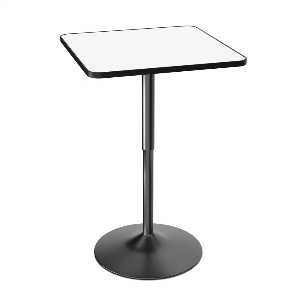 White Adjustable Counter Height Pub Bar Cocktail Table Wood Rectangular Tabletop - Image 2 of 4
