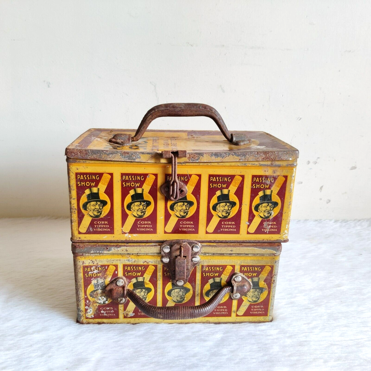 1930s Vintage Passing Show Cigarette Advertising Tin Box England