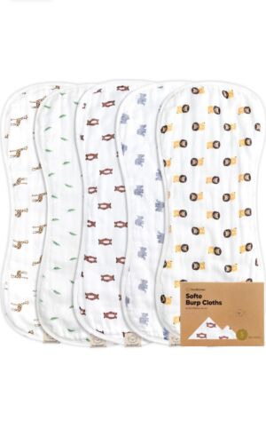 5-Pack Muslin Burp Cloths Baby Boy, Girl - Viscose from Bamboo Cotton Burp Cloth