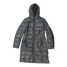 Aspesi Womens Long Grey Hooded Puffer Coat | Vintage High End Designer Padded