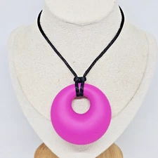 Silicone Chew Pendant Necklace for Autism ADHD Calming Teething Chewy Bite Pink