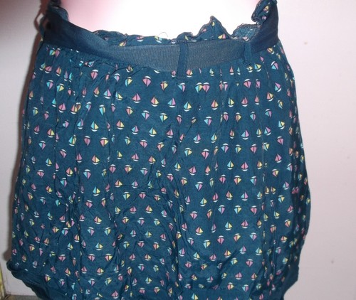 Women blue yellow pink multi coloured boat print short mini skirt UK size 10 - Picture 3 of 4