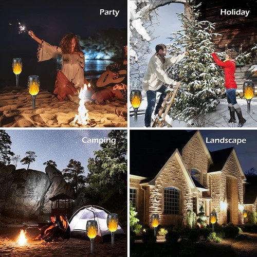 4Pack 96LED Waterproof Solar Tiki Torch Light Dancing Flickering Flame Lamps USA - Picture 12 of 24