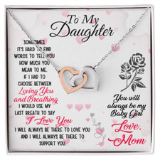 To My Daughter Necklace From Mom Interlocked Hearts Birthday Gifts For Girl Love