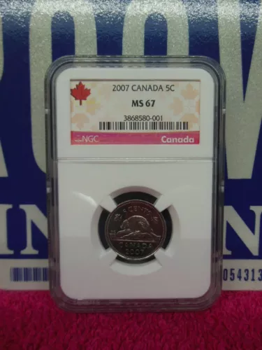2007 Canada Five Cent Nickel NGC MS67   Mint State 67 **NICE COIN**