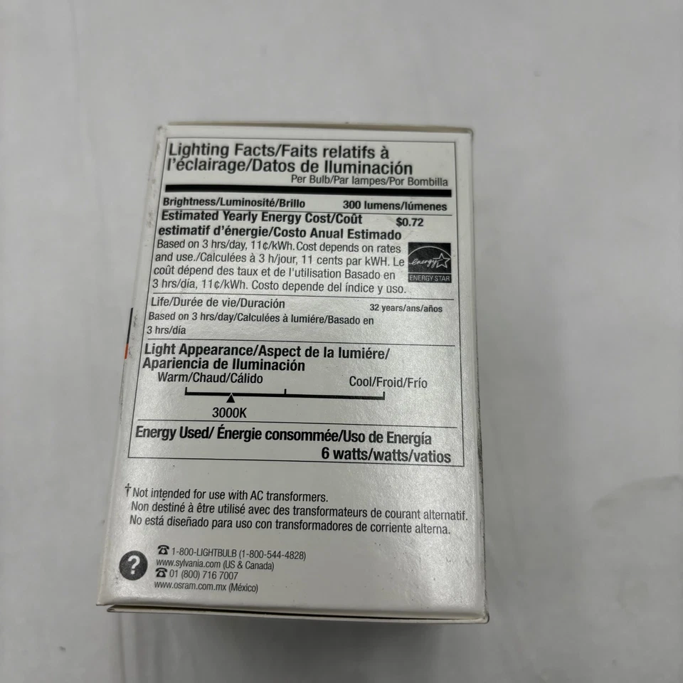 SYLVANIA LED6MR16/DIM/830/NFL25 NARROW FLOOD LIGHT BULB LAMP 6W 12VDC - Image 2 of 4