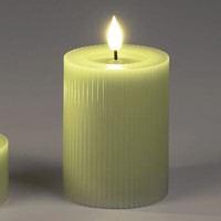 Led Kerze Streifen H. 10Cm D. 7,5Cm GrüN Mit Timer Formano F25