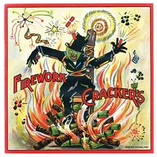 ORIGINAL LABEL VINTAGE CRACKERS 1930S ENGLAND UK FIREWORKS SCARECROW BIZARRE