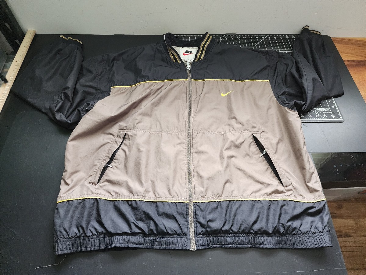 Vintage 90s Nike Windbreaker Zip Up White Tag Size 2XL Black