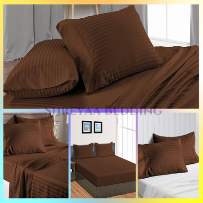 Extra Deep Pocket Bedding Sheets 1000TC/1200TC Organic Cotton Brown Stripes