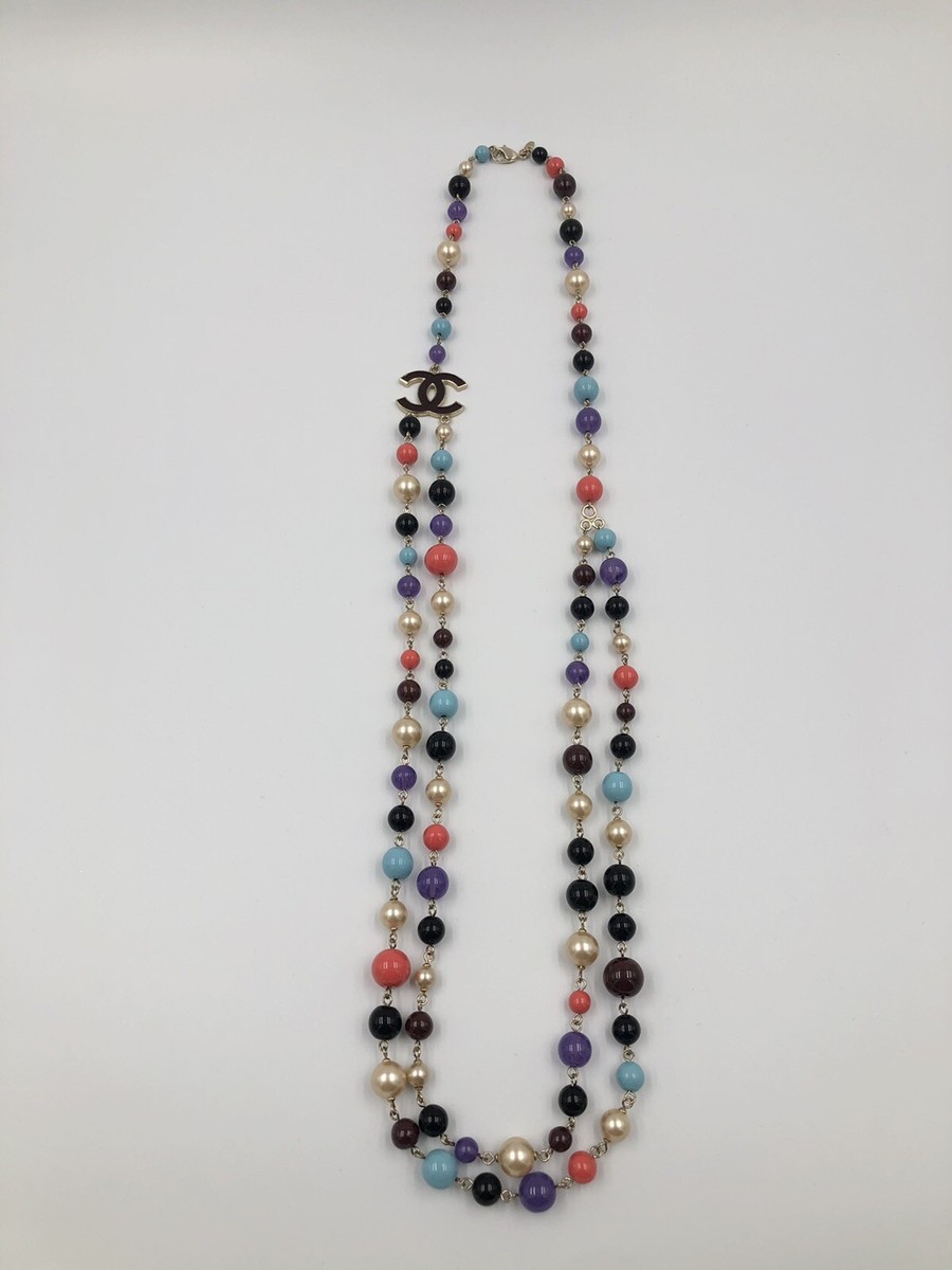Chanel Double/ Triple Multicolor Faux Pearl Beads CC Logo Chanel Double/ Triple Multicolor Faux Pearl Beads CC Logo
