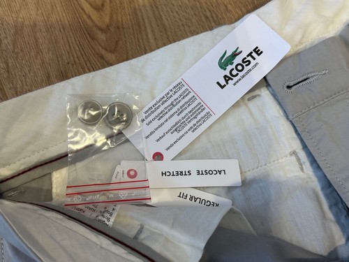 LACOSTE - Pantalones Gris claro para hombre - Light Grey Pants - Talla Size 38 - Picture 5 of 8