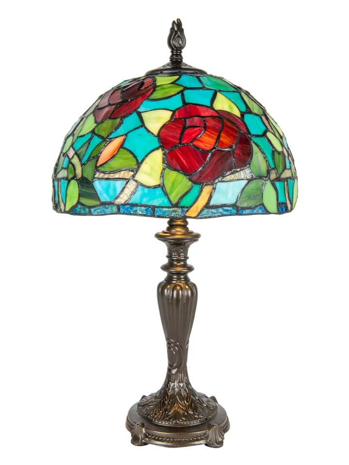 Dale Tiffany Traditional Tiffany Style Table Lamp 19.5" Tall Saros Rose Antiq... - Image 4 of 4