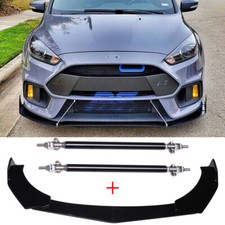 For Ford Focus Rs St Front Bumper Lip Splitter Spoiler Glossy Black Strut Rods For Ford Focus Rs St Front Bumper Lip Splitter Spoiler Glossy Black Strut Rods