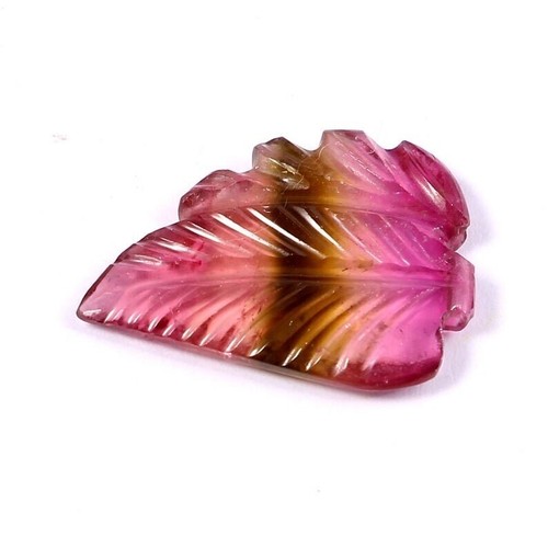Loose Gemstone Natural Bio Tourmaline Hand Carved Fancy Leaf Gemstone A2214 - Picture 3 of 3