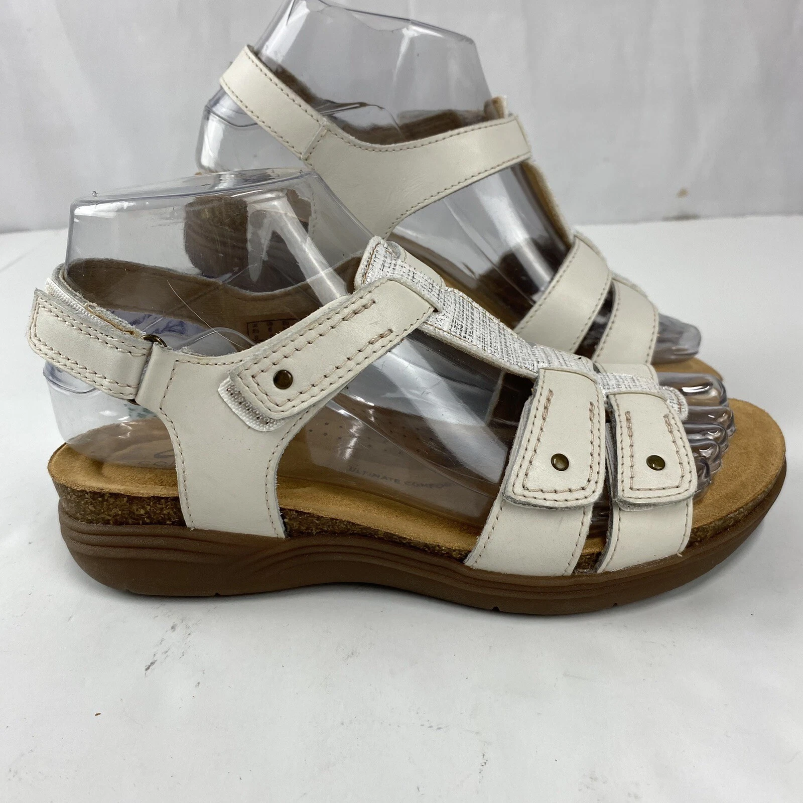 Clarks Collection sandalo donna 6 bianco aprile baia punta aperta gancio e passante