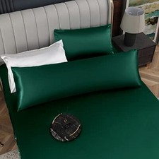 Satin Body Pillow Cover, 20 x 54 Inch Body, 20 x 54 Inch Blackish Green