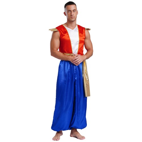 Herren Arabischer Prinz Renaissance Strampler Mittelalter Overall Rave Kostüm Metallic - Bild 12 von 57