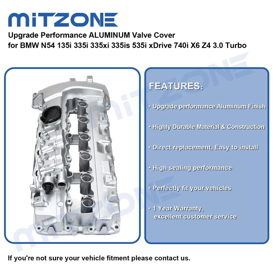 ALUMINUM Valve Cover for BMW N54 135i 335i 335xi 335is 535i xDrive 740i X6 Z4🚗 — 第 2/4 张图片