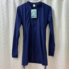 SAILBEE Womens Rash Guard Long Sleeve Swim Dress Swimsuit Blue