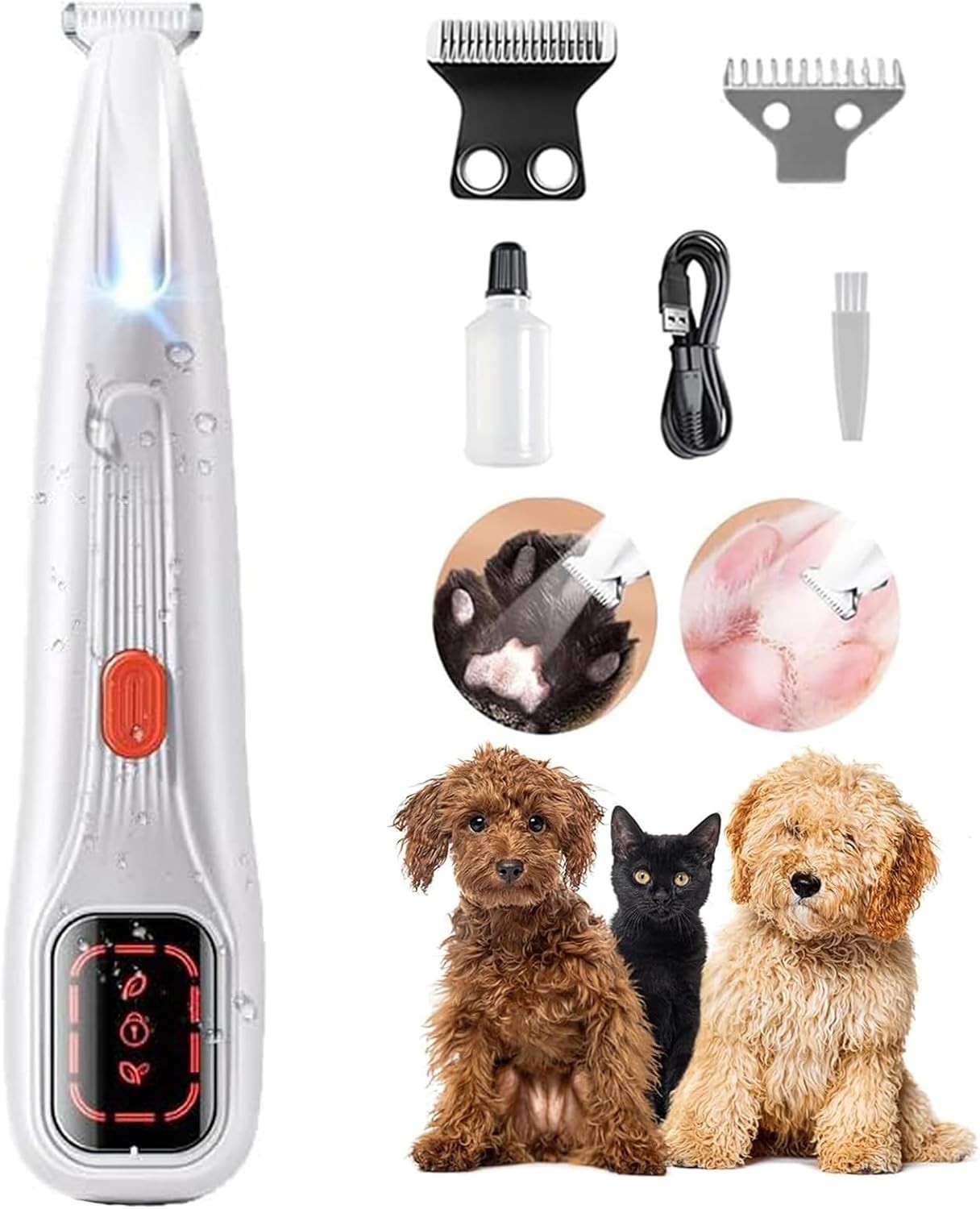 Pet Grooming Trimmer Ultra-Quiet Precision Waterproof LED fo