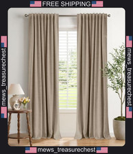 Blackout Linen Curtains 50x84 Inches, 2 Panels, Dark Room, Rustic Style