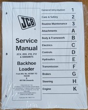 JCB 2CX, 2DX, 210, 212 terna servizio officina riparazione manuale parte# 9803/7110
