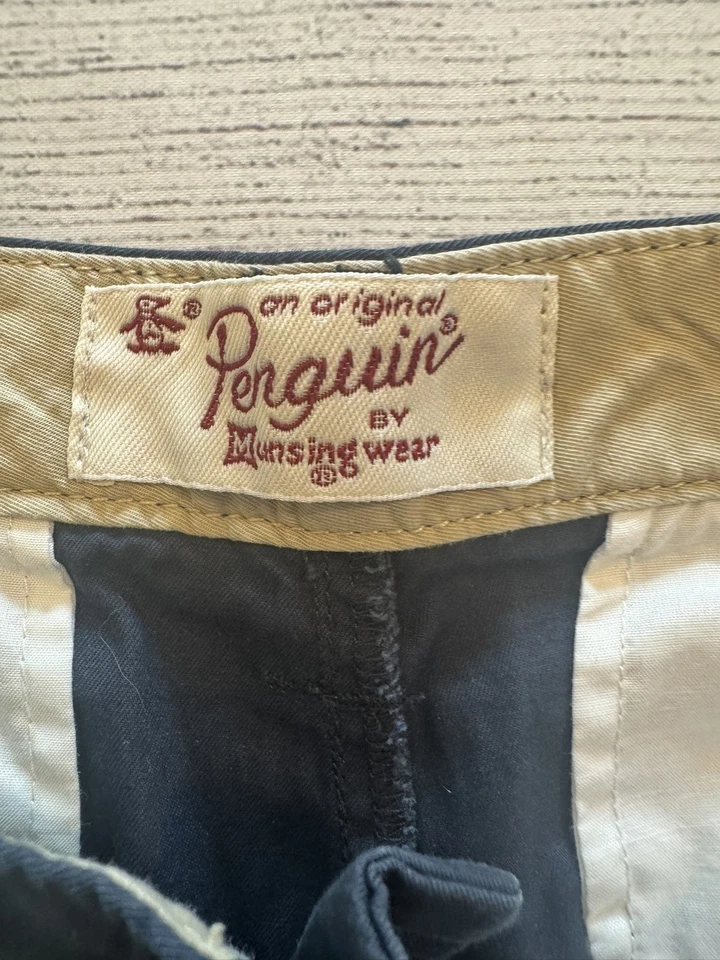 Pantalones Cortos Original Penguin Para Hombre 30 Azul Marino Chino Informal Frente Plano 100% Algodón Foto 2 de 4