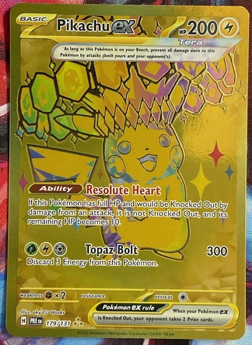 PIKACHU EX POKEMON PRISMATIC EVOLUTIONS HYPER RARE GOLD 179/131 NM/M🔥