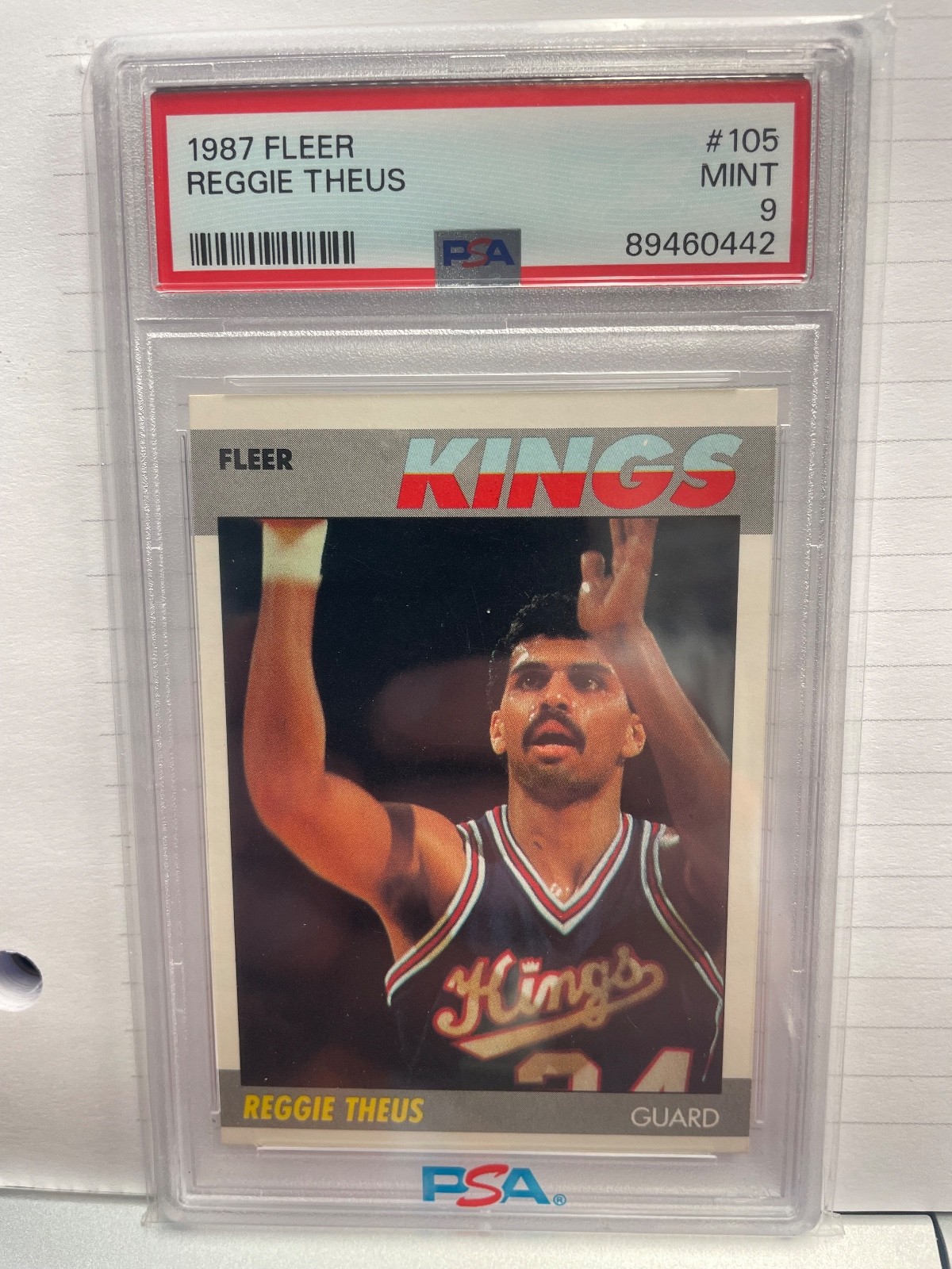 1987 Fleer Reggie Theus #105 Sacramento Kings Basketball PSA 9 Mint