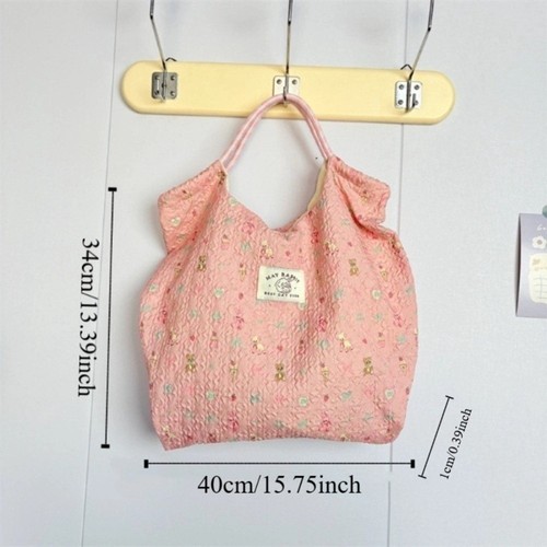 Sweet Drawstring Shopping Bag Flower Commuting Tote Bag Girls - Picture 2 of 16