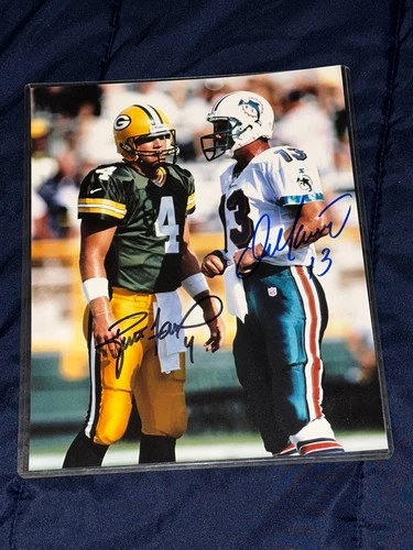 Dan Marino & Brett Favre - Dual Signed 8x10 Photo - No COA