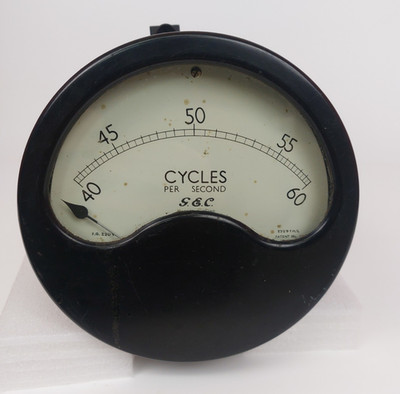 Vintage GEC C1950s 230V 40-60Hz Frequency Meter Industrial Generator Panel Gauge