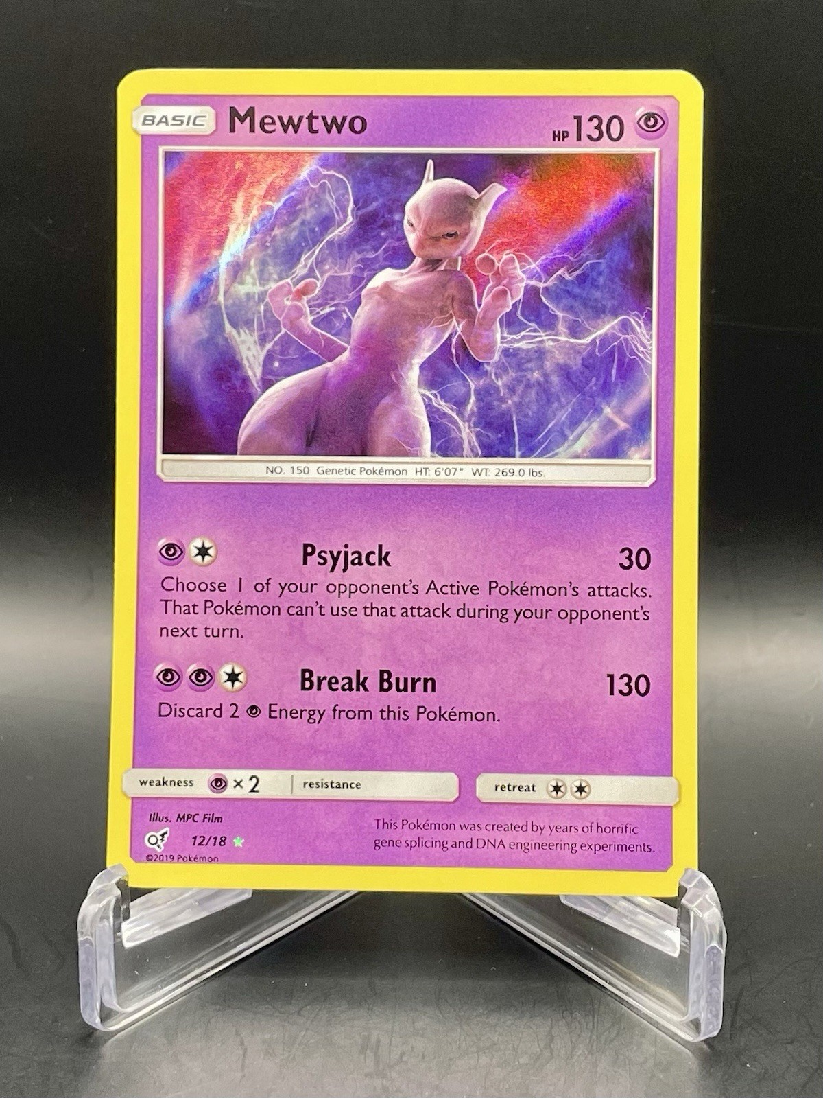 Mewtwo 12/18 Sun & Moon Detective Pikachu Holo Rare Card Pokemon TCG NM/M