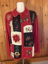 VTG Heirloom Collectible Christmas Holiday Cardigan XL Sweater 2004