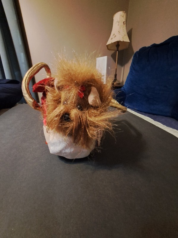 Vintage Aurora Fancy Pal Yorkie Dog in Velvet Purse/Pet Carrier #09439