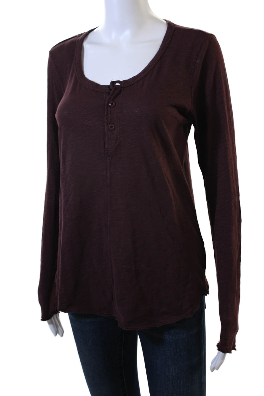 Bobi Womens Basic Button Up Brown Cotton Round Ne… - image 2
