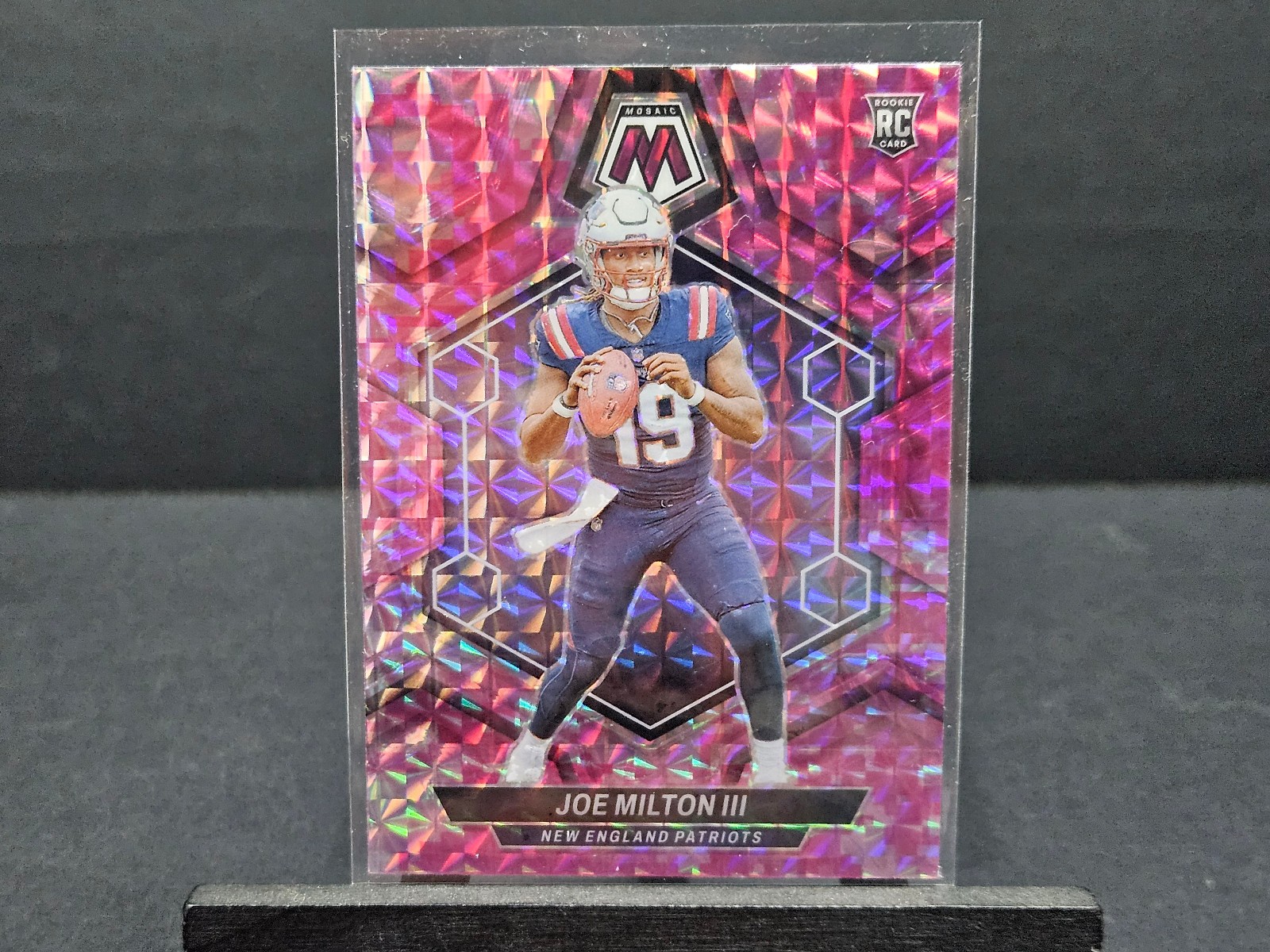 2024 Panini Mosaic - Joe Milton III RC Camo Pink Mosaic Prizm #397 Patriots