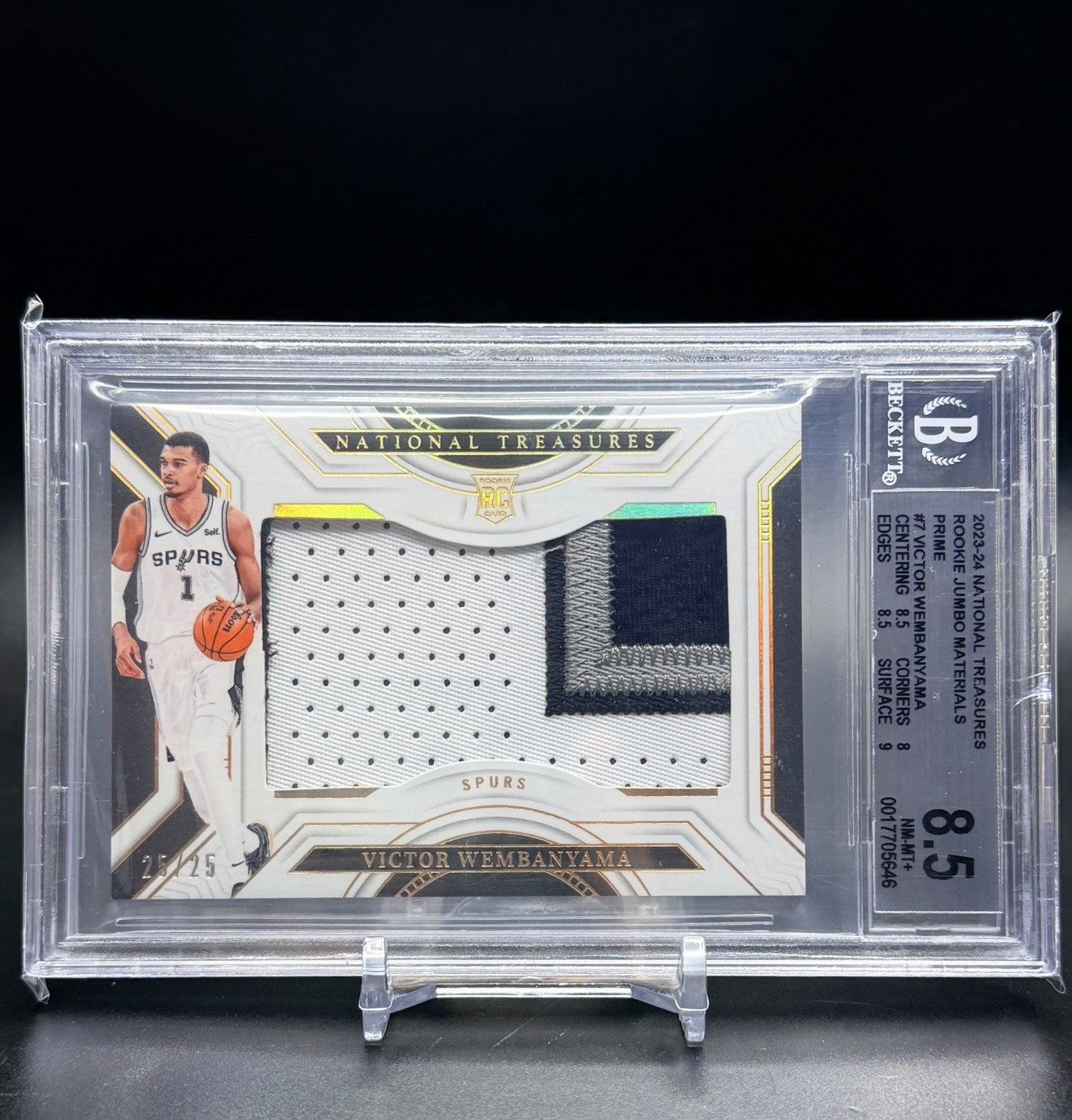 2023-24 NATIONAL TREASURES ROOKIE Wemby  #7 VICTOR WEMBANYAMA BGS 8.5 #25/25