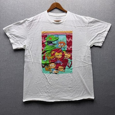 Nickelodeon Rugrats Graphic Mens L T Shirt White Tommy Rex Soft Thin Tee